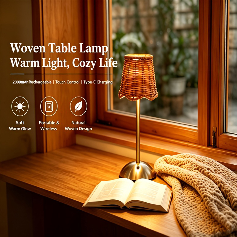 Lighting Decor For Home - Bohemian Woven Rattan Art Table Lamp