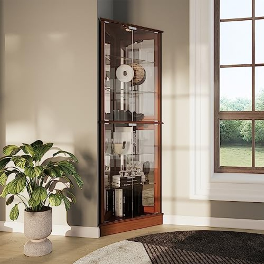 Home Lighting & Decor St Catharines On - Lighted Corner Display Curio Cabinet for