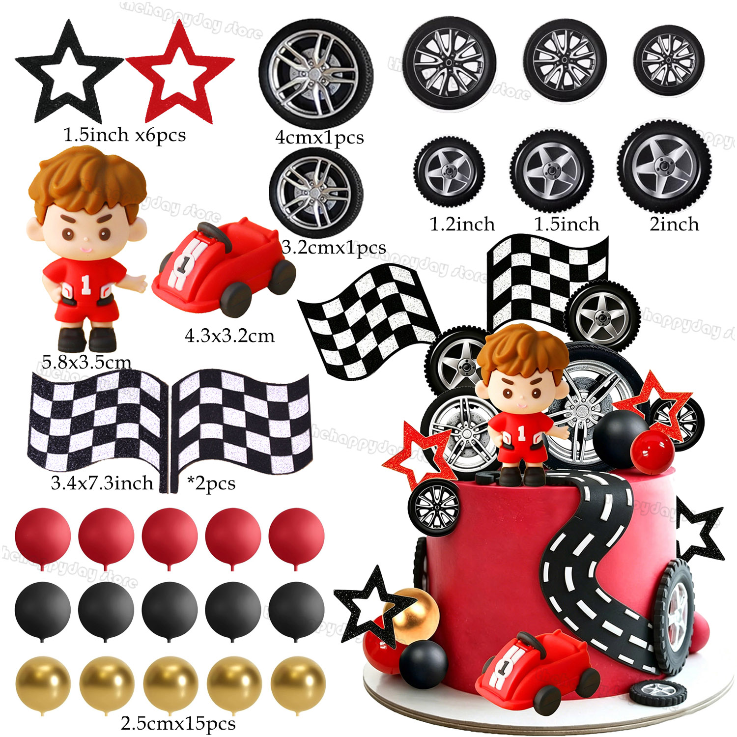 1Set Race Car Cake Toppers Tyr - đánh giá và giá Lighting Mcqueen Birthday Decor