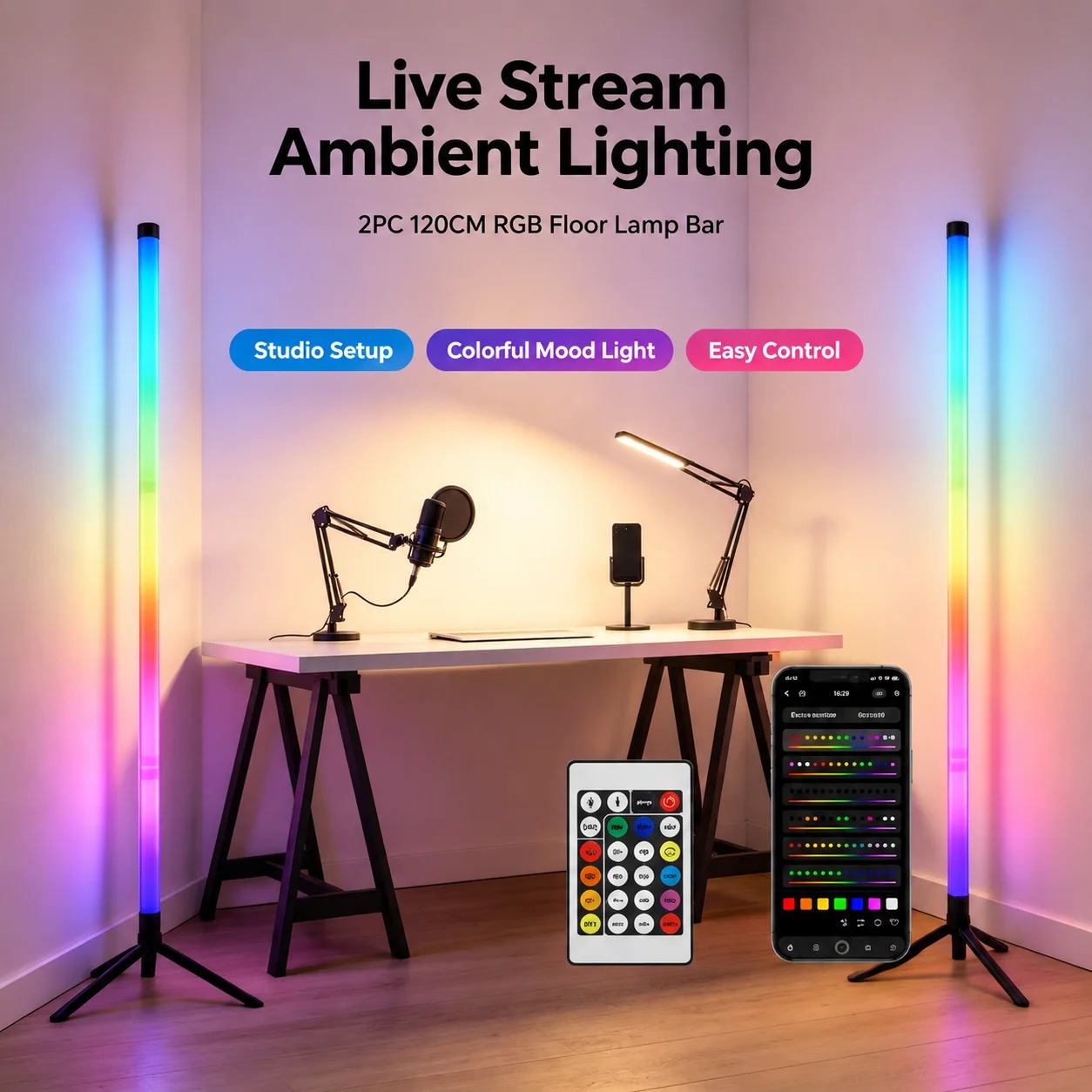 2 Pack RGB LED Corner Floor La - đánh giá và giá Ambient Lighting Decor For Room