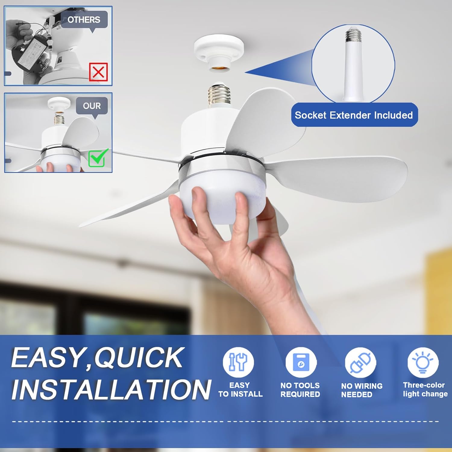 Socket Fan Light with Remote,  - đánh giá và giá Lighting Decor For Home