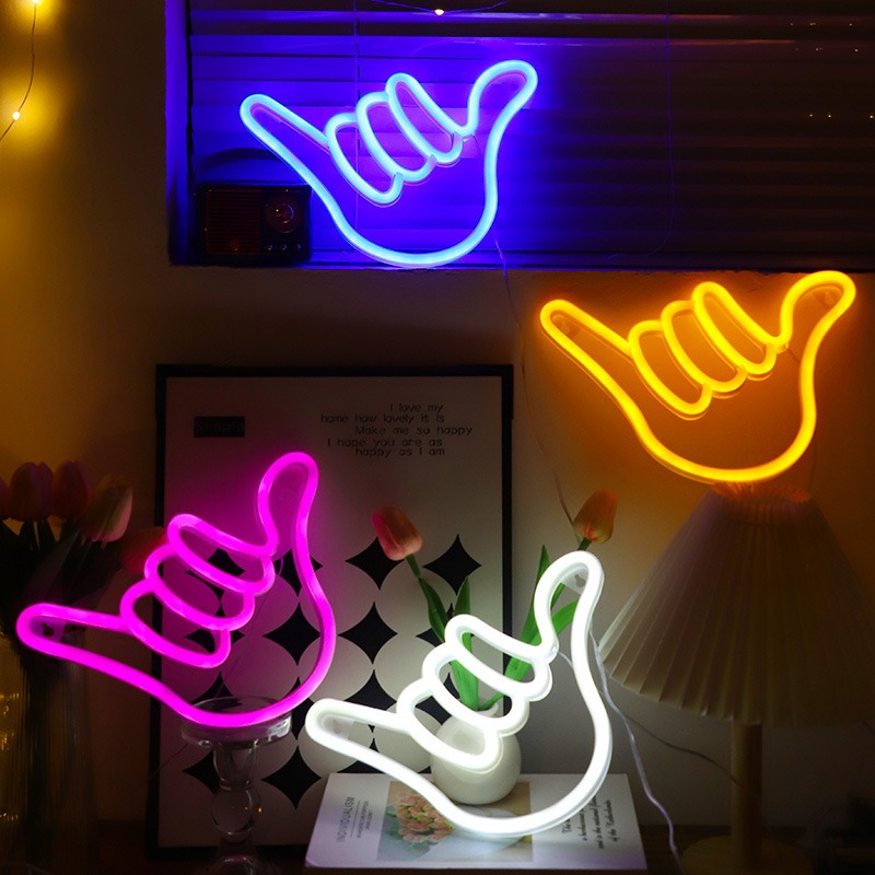 LED Neon Sign Peace Hand Win V - đánh giá và giá Ok Lighting Decor