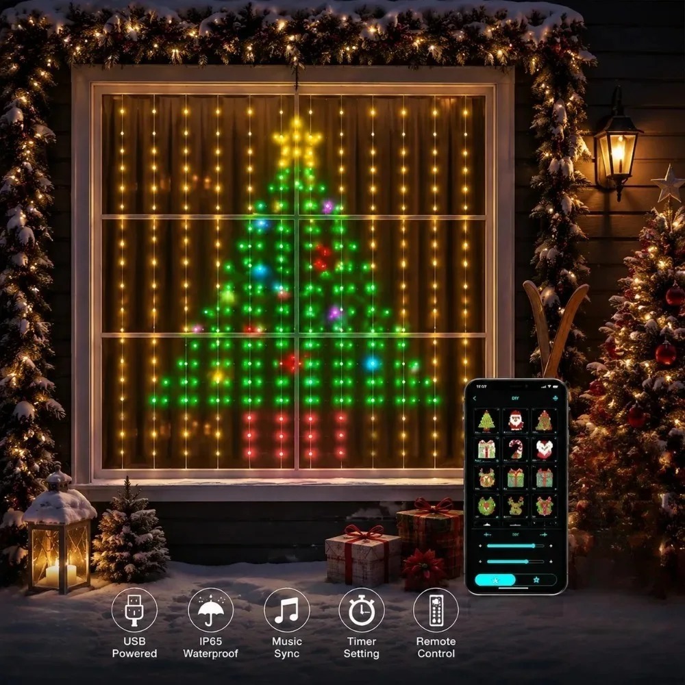 LED Pixel Curtain Lights Bluet - đánh giá và giá Lighting Decor For Home