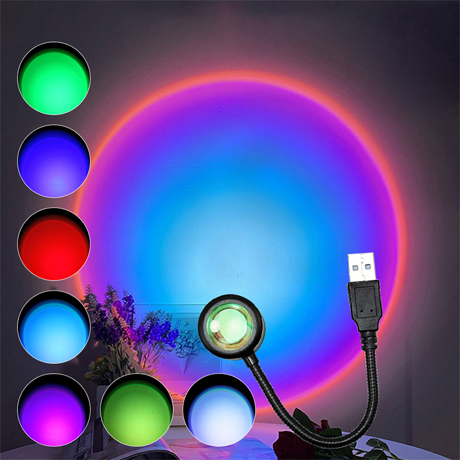 USB LED Sunset Lamp Projector  - đánh giá và giá Decor Lighting Hours