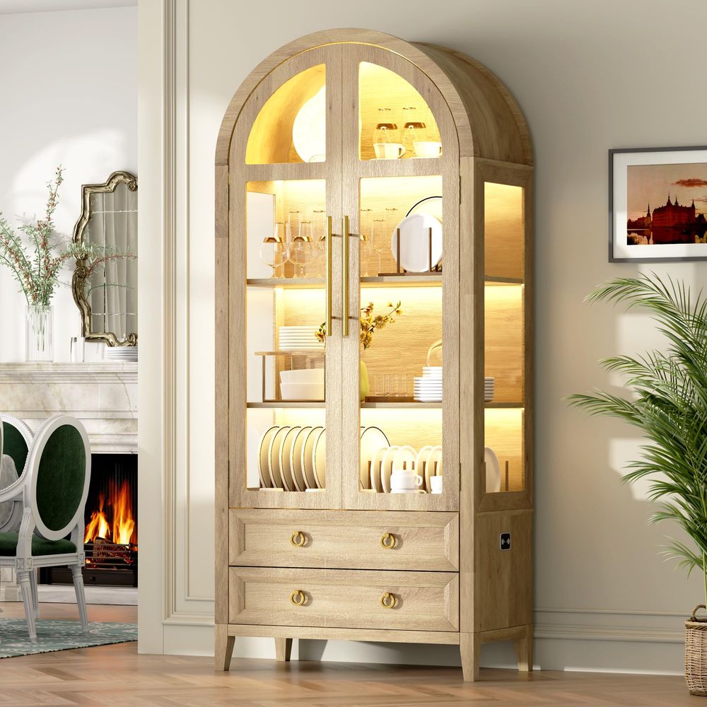 71 Arched Curio Cabinet with G - đánh giá và giá Lighting & Home Decor Studio Photos