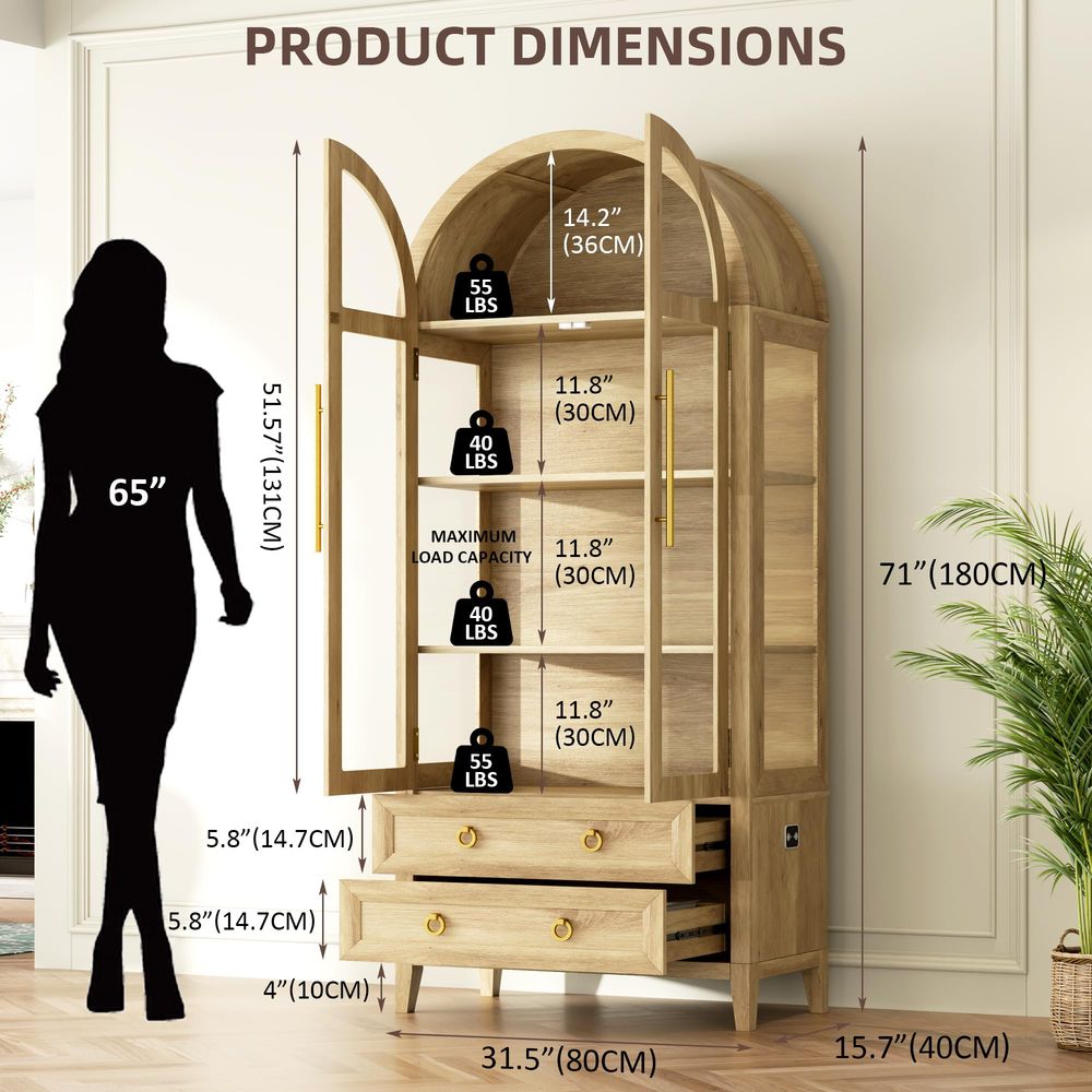 71 Arched Curio Cabinet with G - đánh giá và giá Lighting & Home Decor Studio Photos