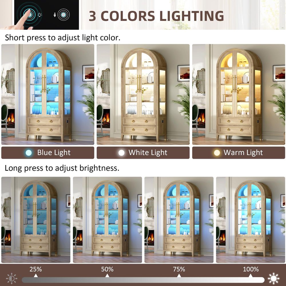 71 Arched Curio Cabinet with G - đánh giá và giá Lighting & Home Decor Studio Photos