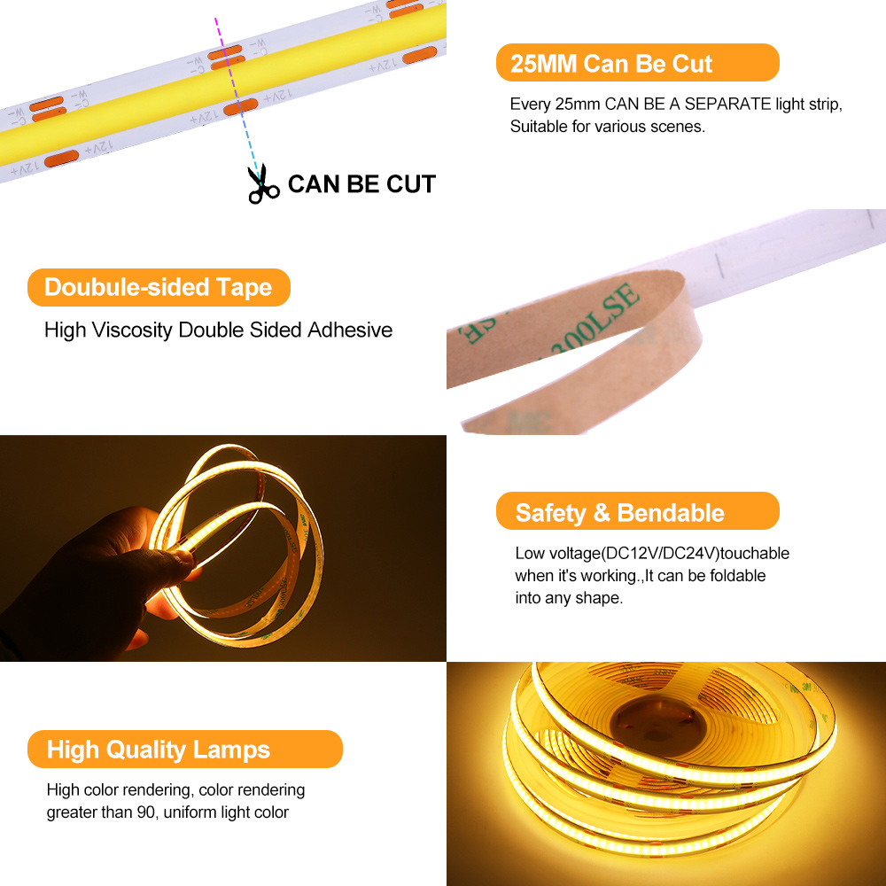 12V 24V COB CCT Led Strip Ligh - đánh giá và giá Decor Lighting Hours