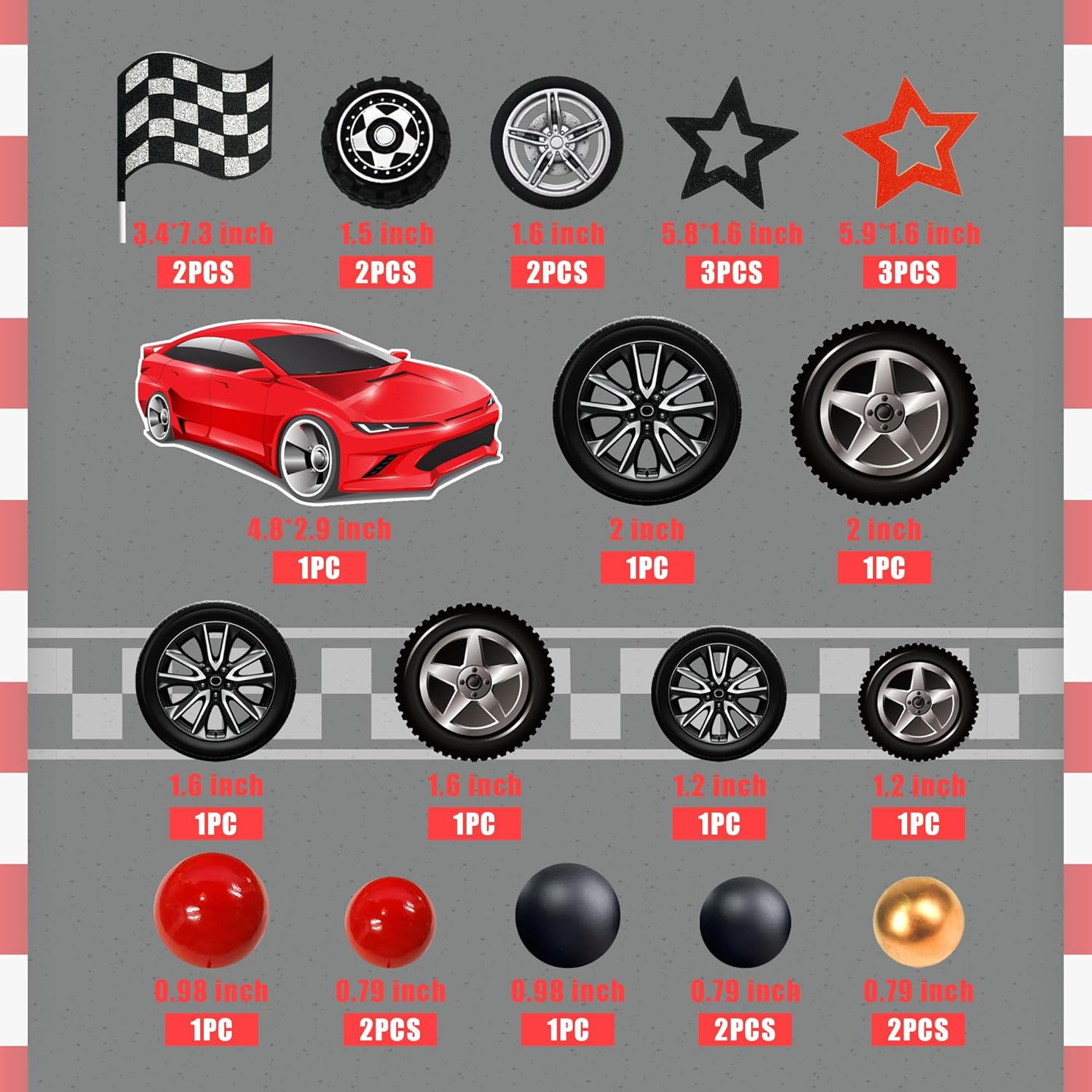 27 PCS Racing Wheel Cake Toppe - đánh giá và giá Lighting Mcqueen Birthday Decor