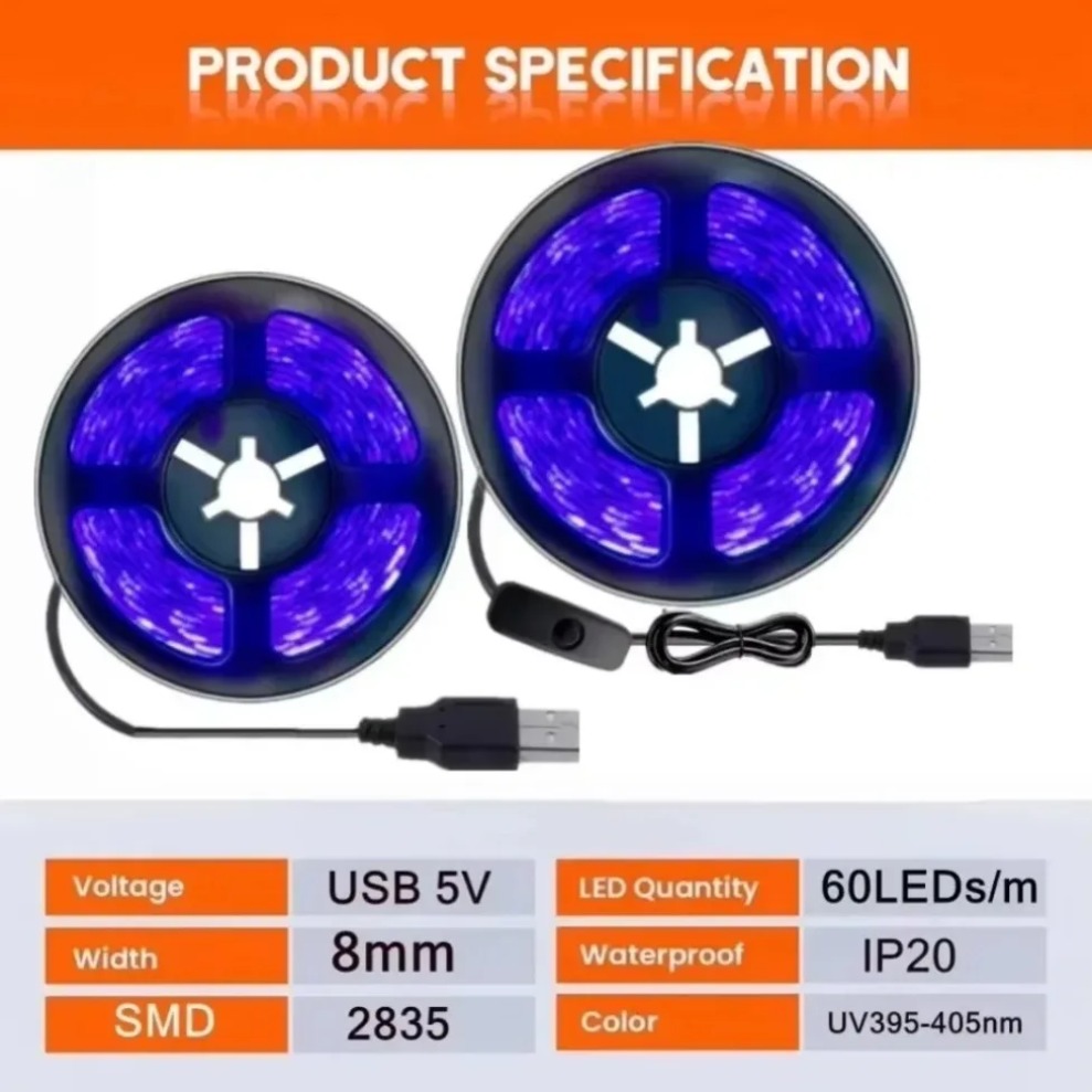 UV LED Strip SMD2835 DC5V 395- - đánh giá và giá Decor Lighting Hours