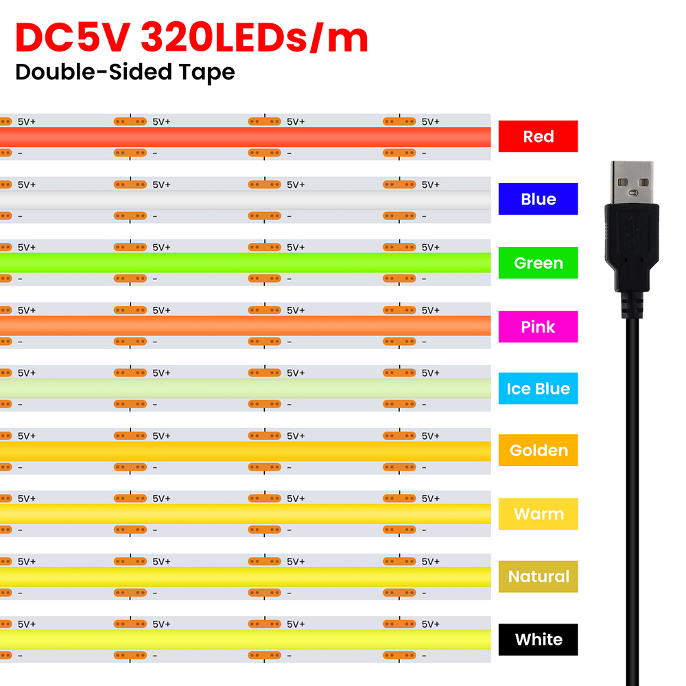 5V USB 3MM 5MM PCB COB LED Str - đánh giá và giá Decor Lighting Hours